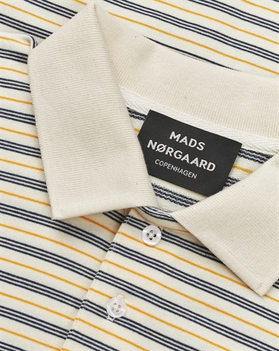 Mads Nørgaard - Light Terry Polo T-Shirt - Vanilla Ice/Sky Captain/Zinnia